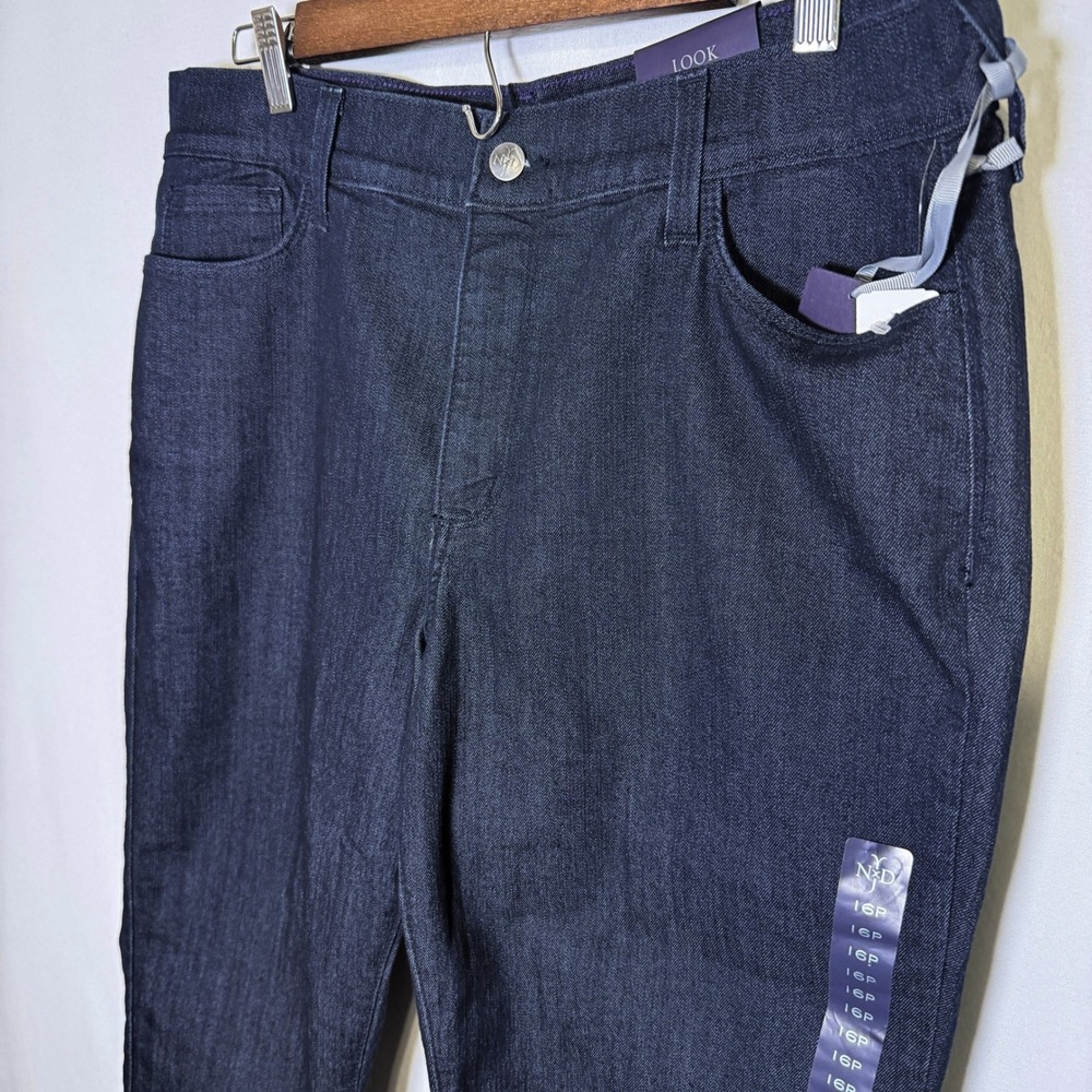 NYDJ Womens 16P Dark Wash Denim Crop Jeans Lift Tuck Slimming Capri Petite NEW